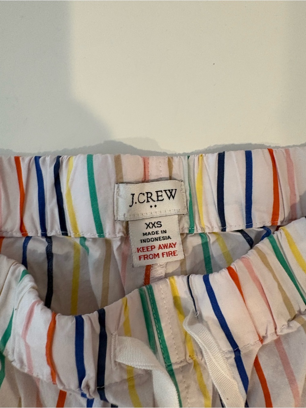 J crew Women's White Multi-Stripe Casual Drawstring Shorts - Picture 2 of 3